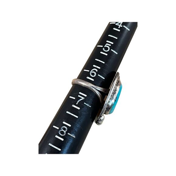 Vintage Turquoise Sterling Silver Native American Navajo Ring Sz 6.5 - Picture 6 of 9